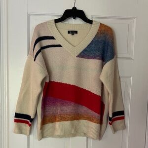 Multicolor V-Neck Sweater by 2 Sisters Sz S/M.